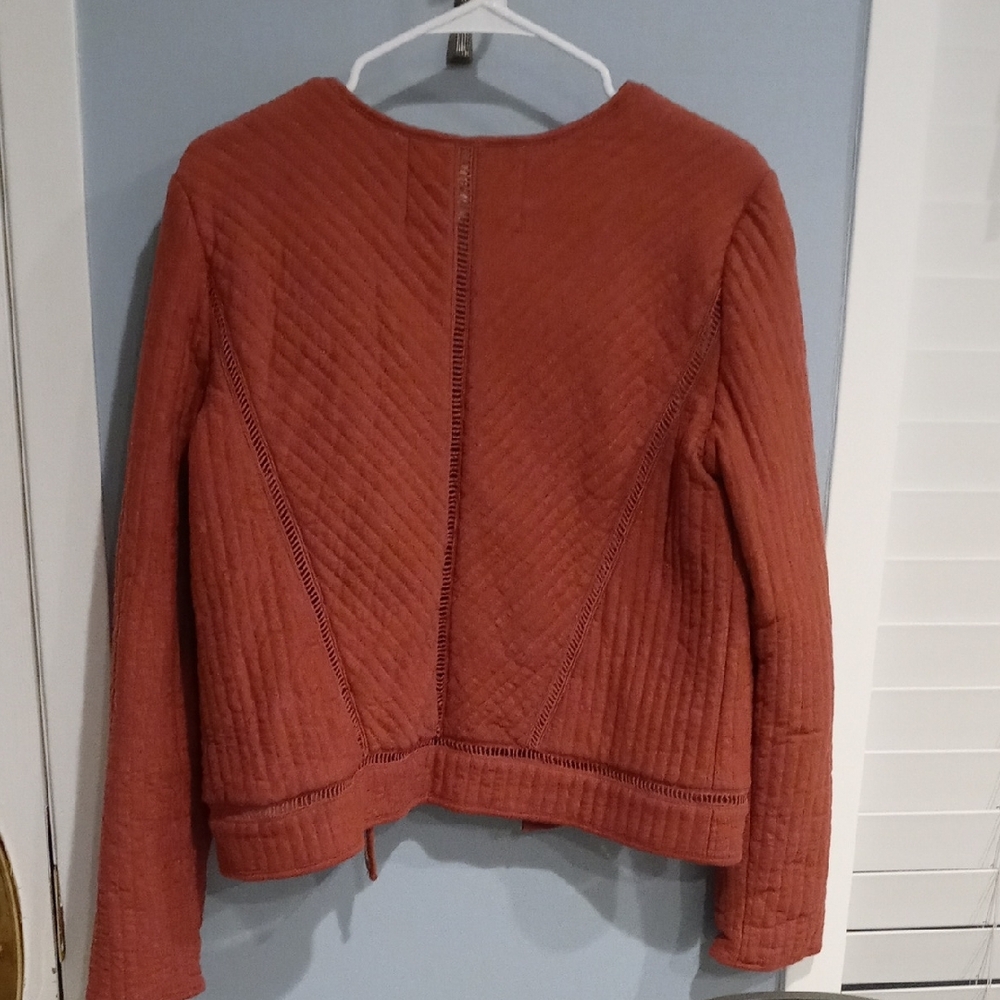 Anthro Rust Quilted Open Jacket - image 7